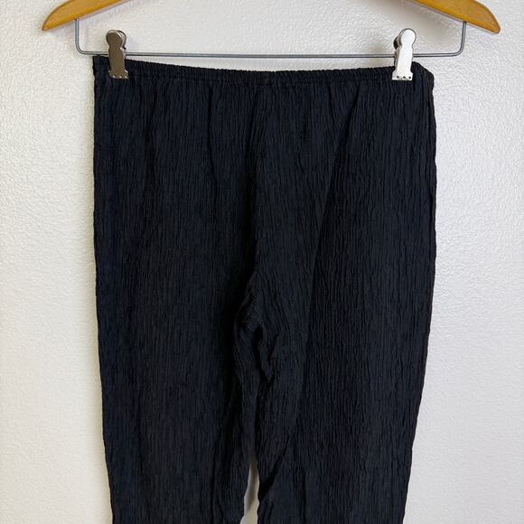 Dressori Pants Womens XS Black Pull On Crinkle Silk Blend Elastic Textured 25.5" - Picture 6 of 8